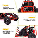 HOVER HEART Off Road 79cc 2 Seater 2.5HP Gas Go-Kart from 13 Years to 13 Years - Red